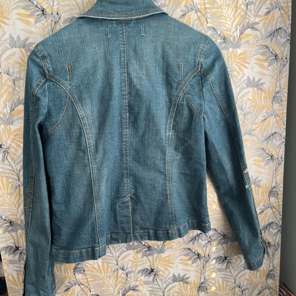 Jeanstar Light Blue Denim Jean Jacket Fitted Copper Button Blazer Size M - Picture 2 of 10